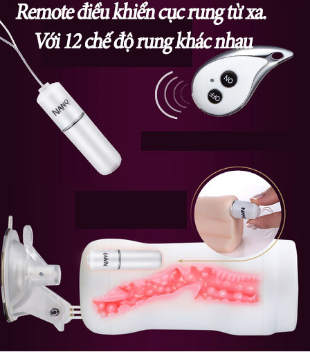 Âm đạo giả cao cấp hít tường 12 chế độ rung-AD43